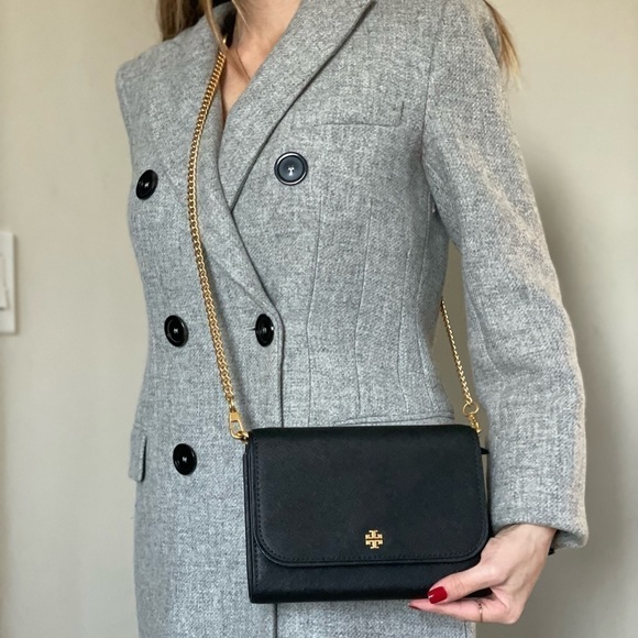 NEW Tory Burch bag crossbody black leather gold-tone hardware 2 straps NWT - Picture 14 of 15